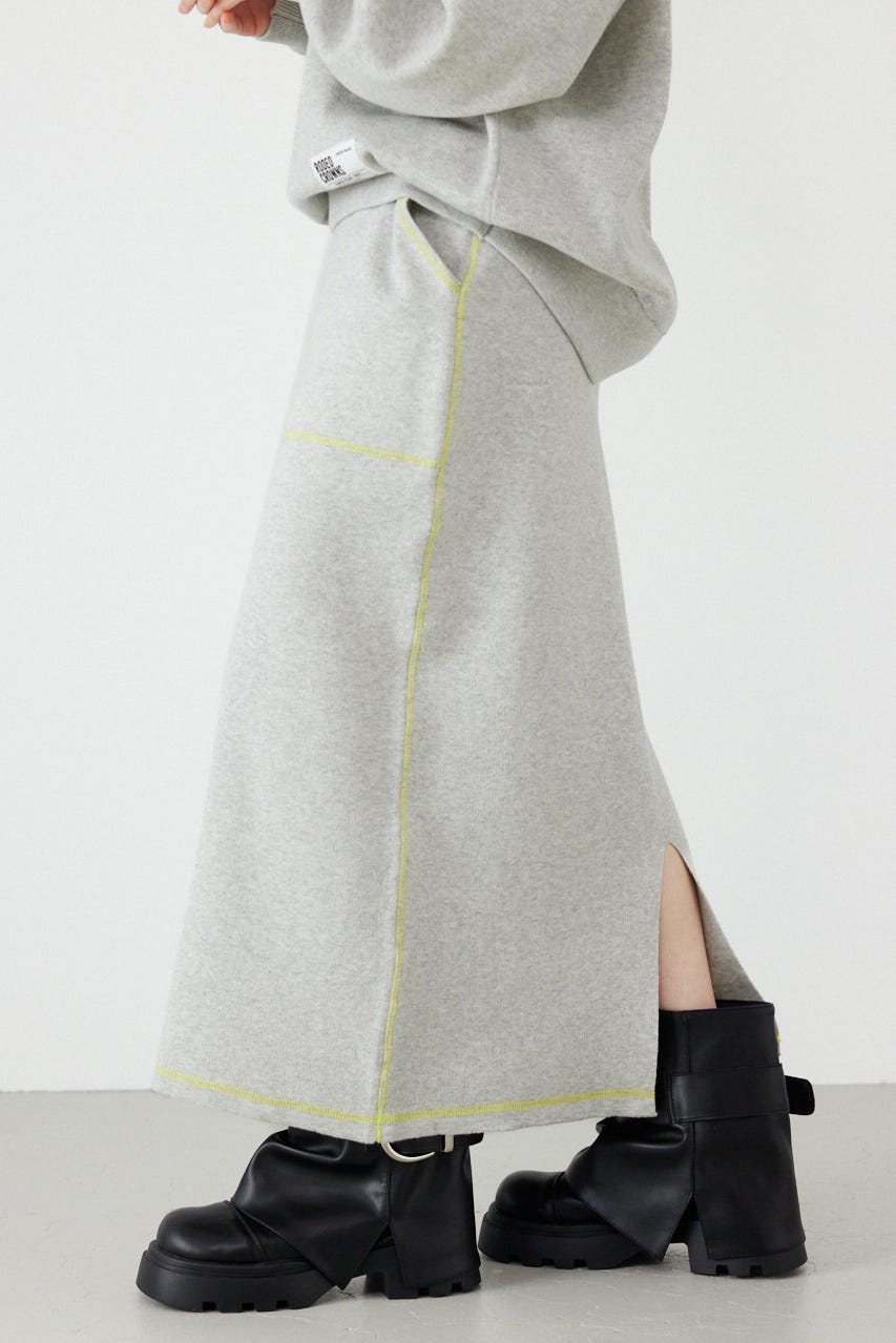 スウェットライクサイドステッチニットスカート L/T.GRY FREE