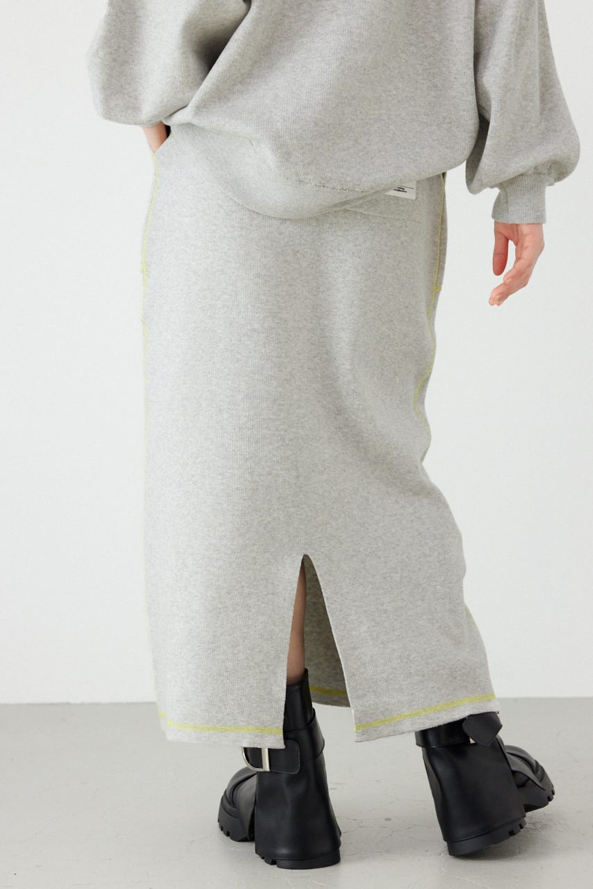 スウェットライクサイドステッチニットスカート L/T.GRY FREE