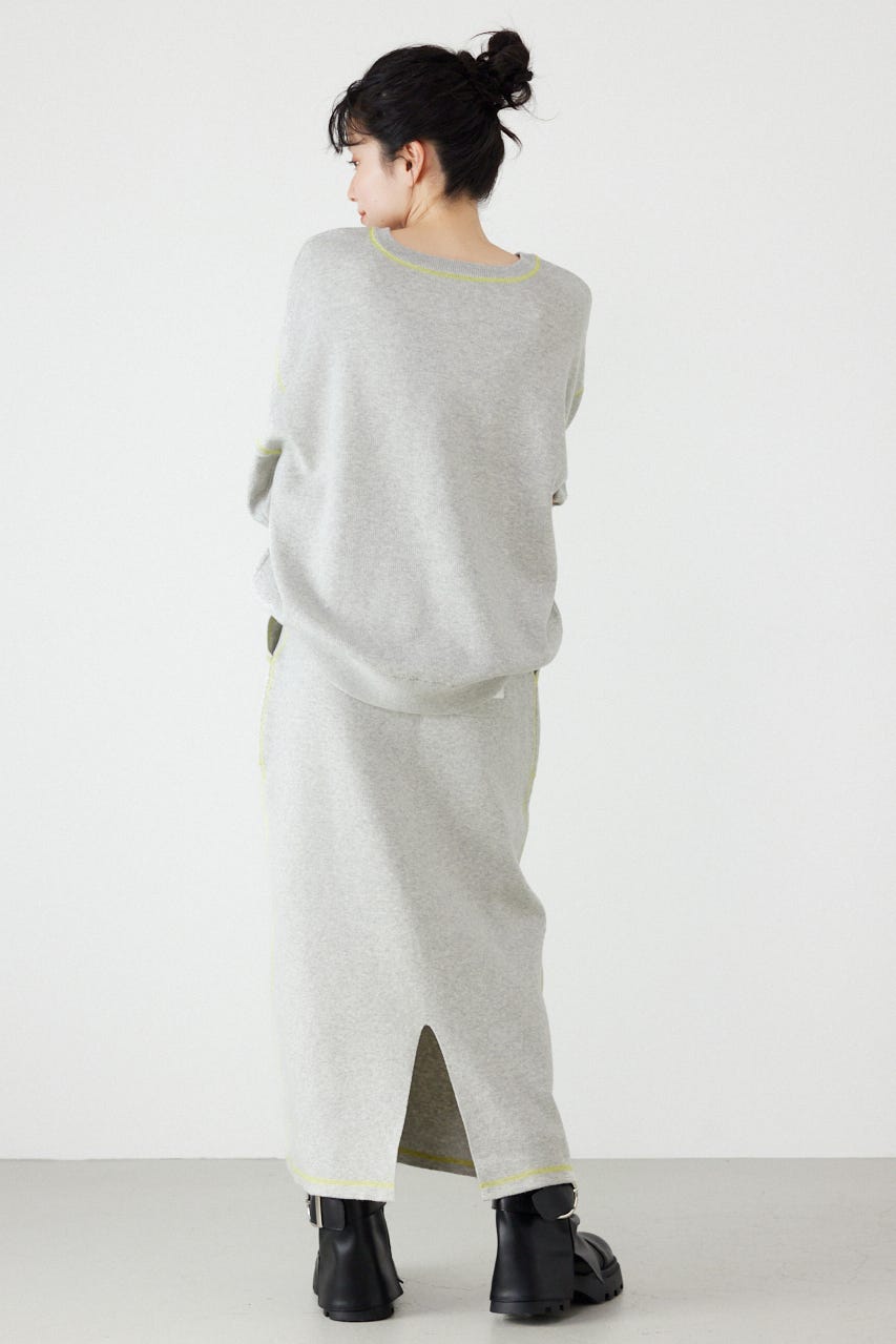 スウェットライクサイドステッチニットスカート L/T.GRY FREE