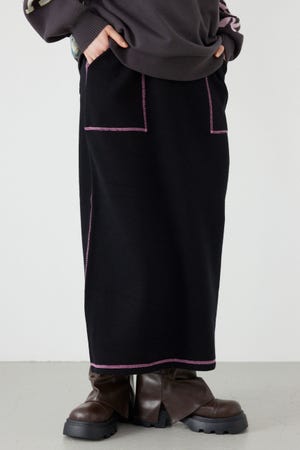 スウェットライクサイドステッチニットスカート