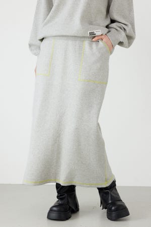 スウェットライクサイドステッチニットスカート