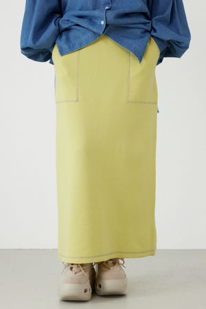 スウェットライクサイドステッチニットスカート