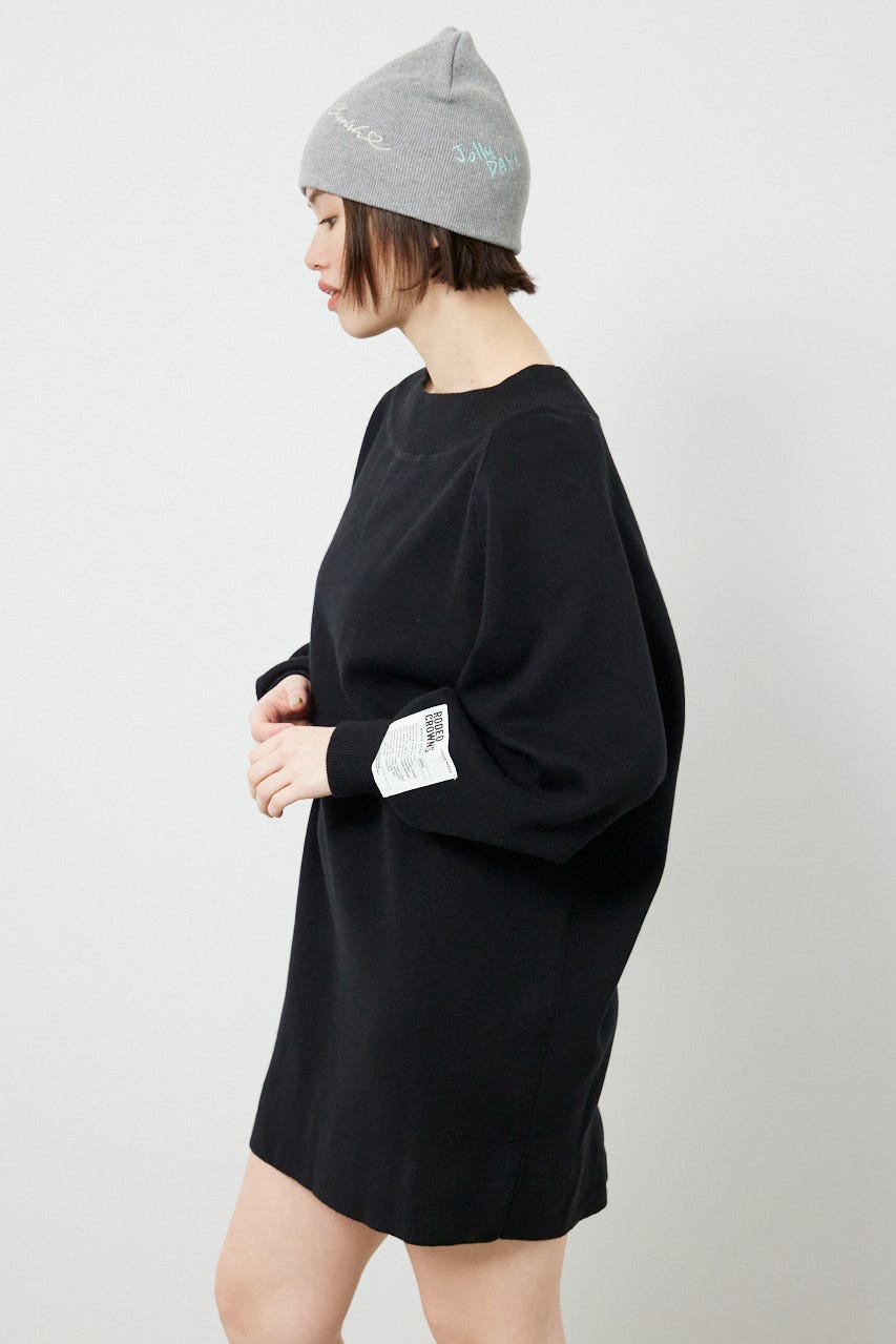 スウェットライクオフショルニットワンピース BLK FREE