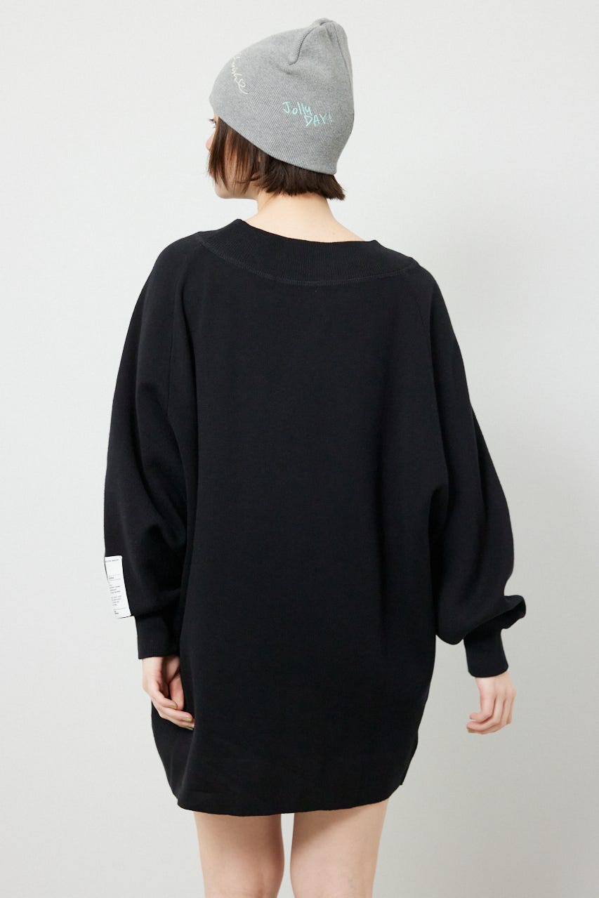 スウェットライクオフショルニットワンピース BLK FREE