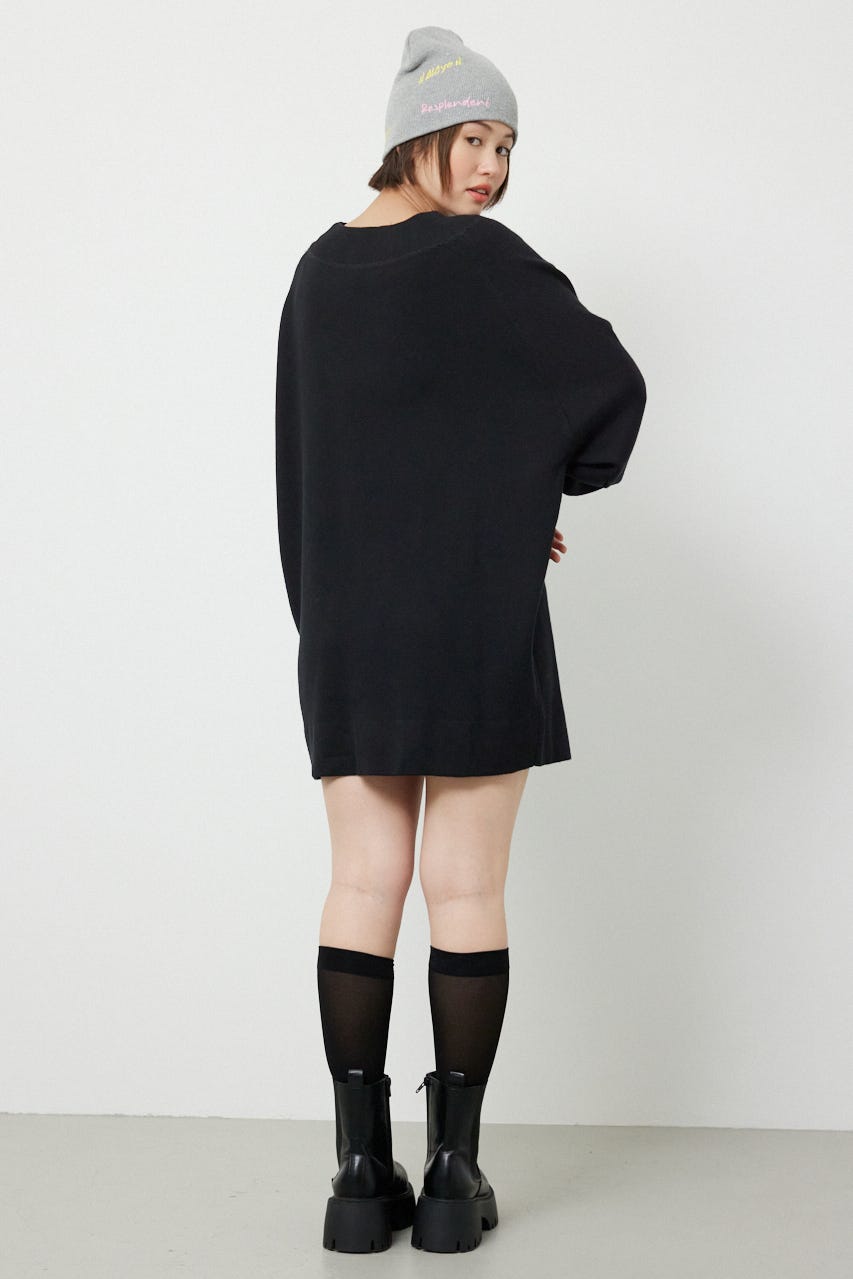 スウェットライクオフショルニットワンピース BLK FREE