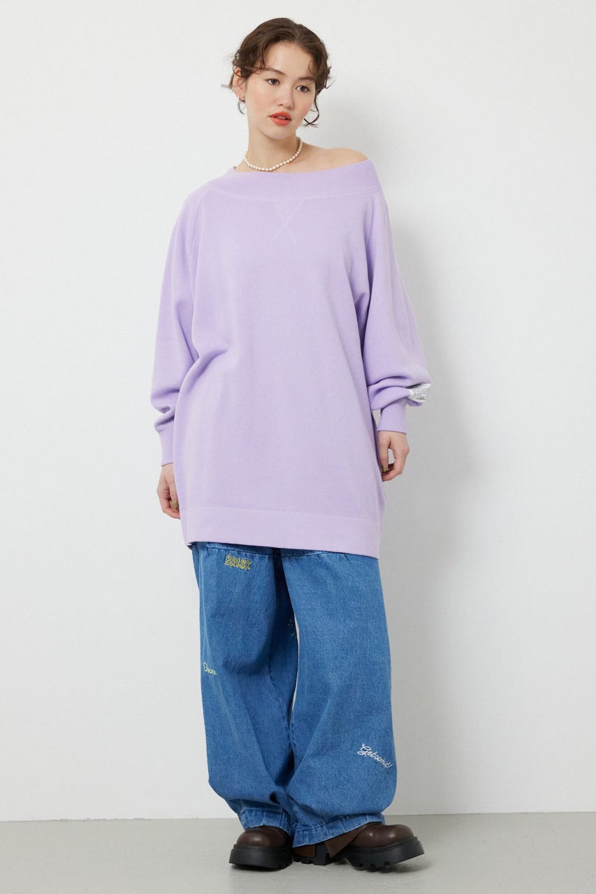 スウェットライクオフショルニットワンピース L/PUR FREE