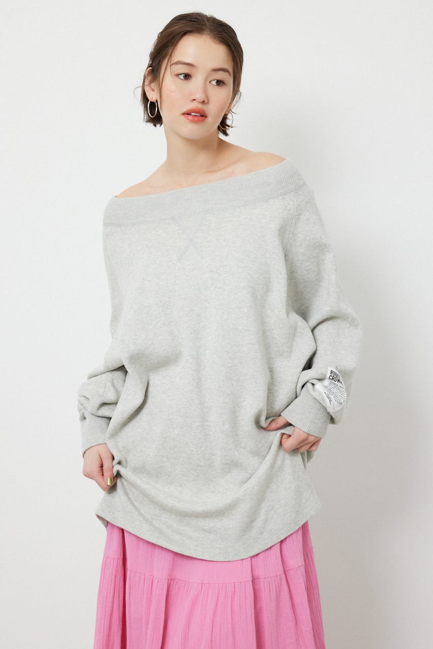 スウェットライクオフショルニットワンピース L/T.GRY FREE