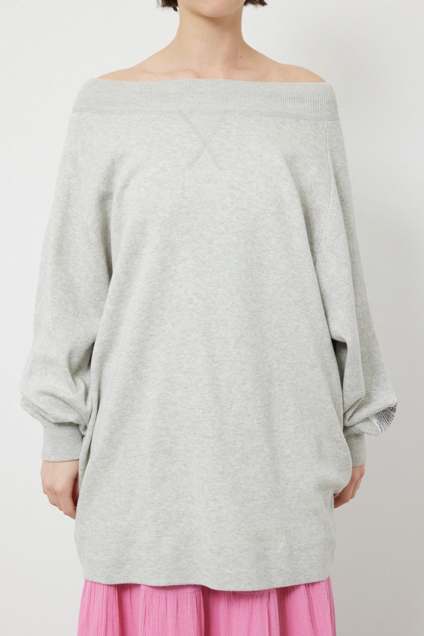 スウェットライクオフショルニットワンピース L/T.GRY FREE