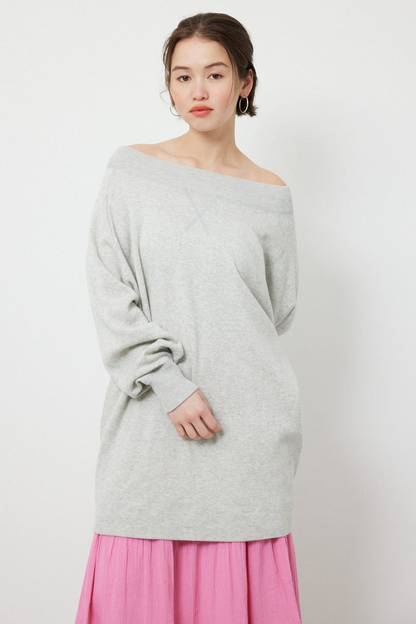 スウェットライクオフショルニットワンピース L/T.GRY FREE