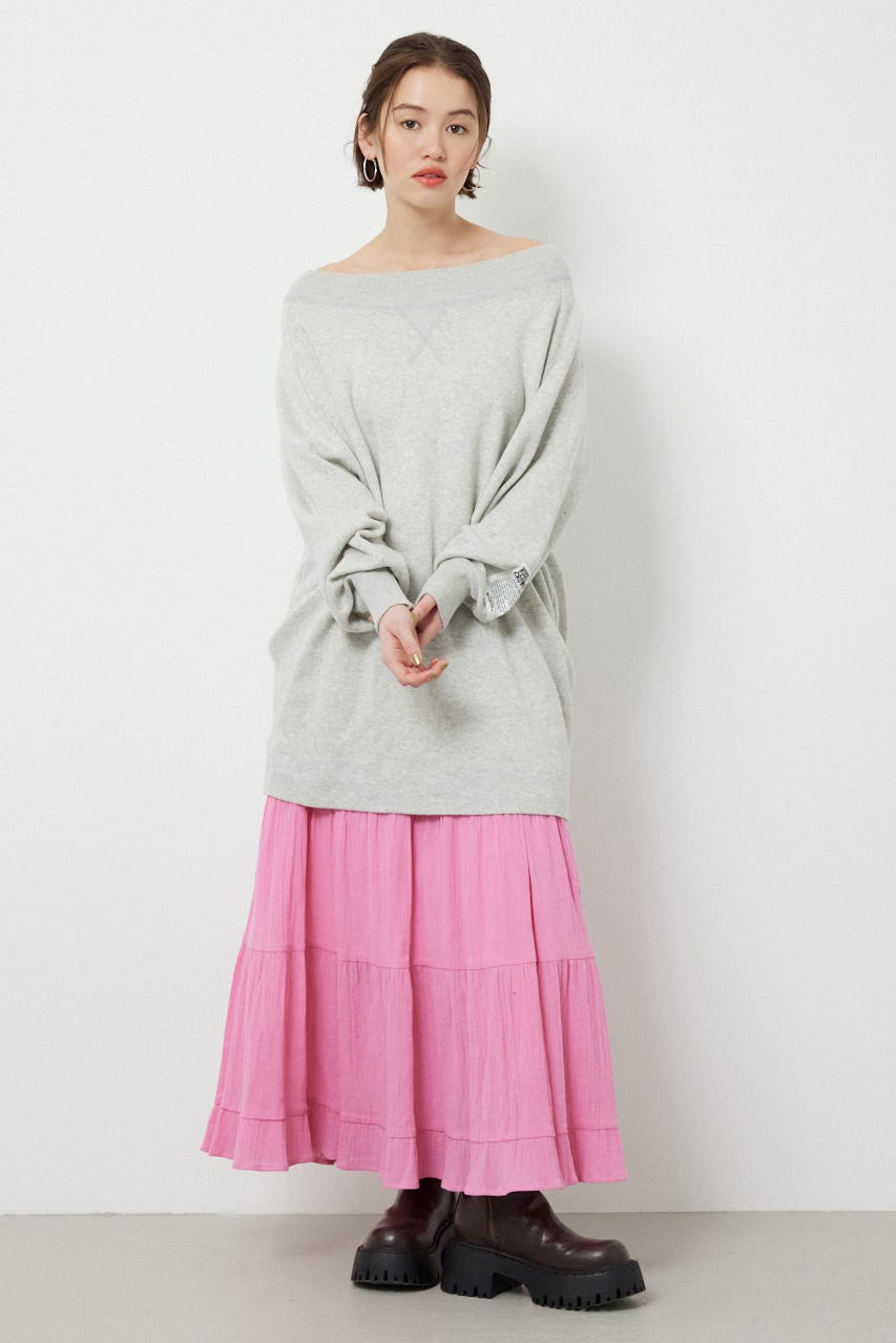 スウェットライクオフショルニットワンピース L/T.GRY FREE