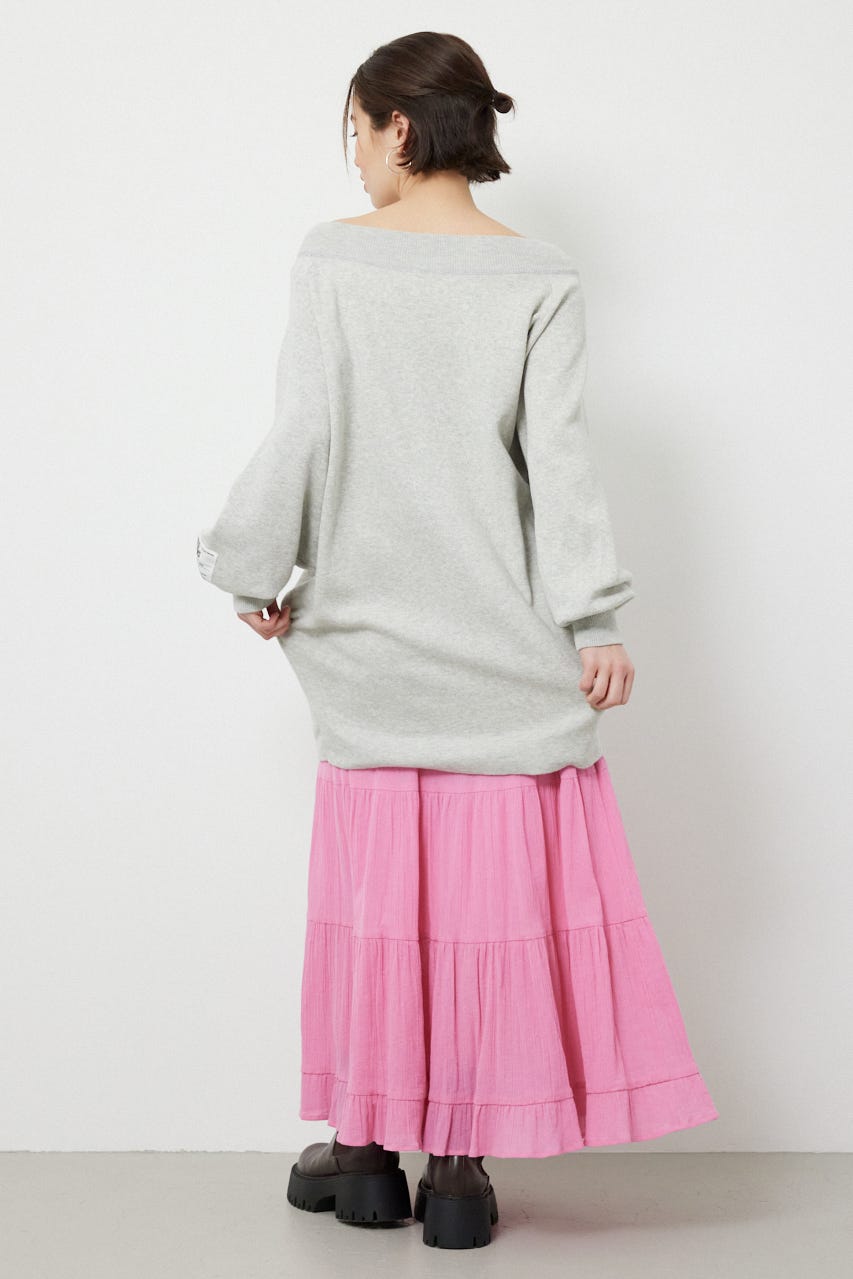 スウェットライクオフショルニットワンピース L/T.GRY FREE
