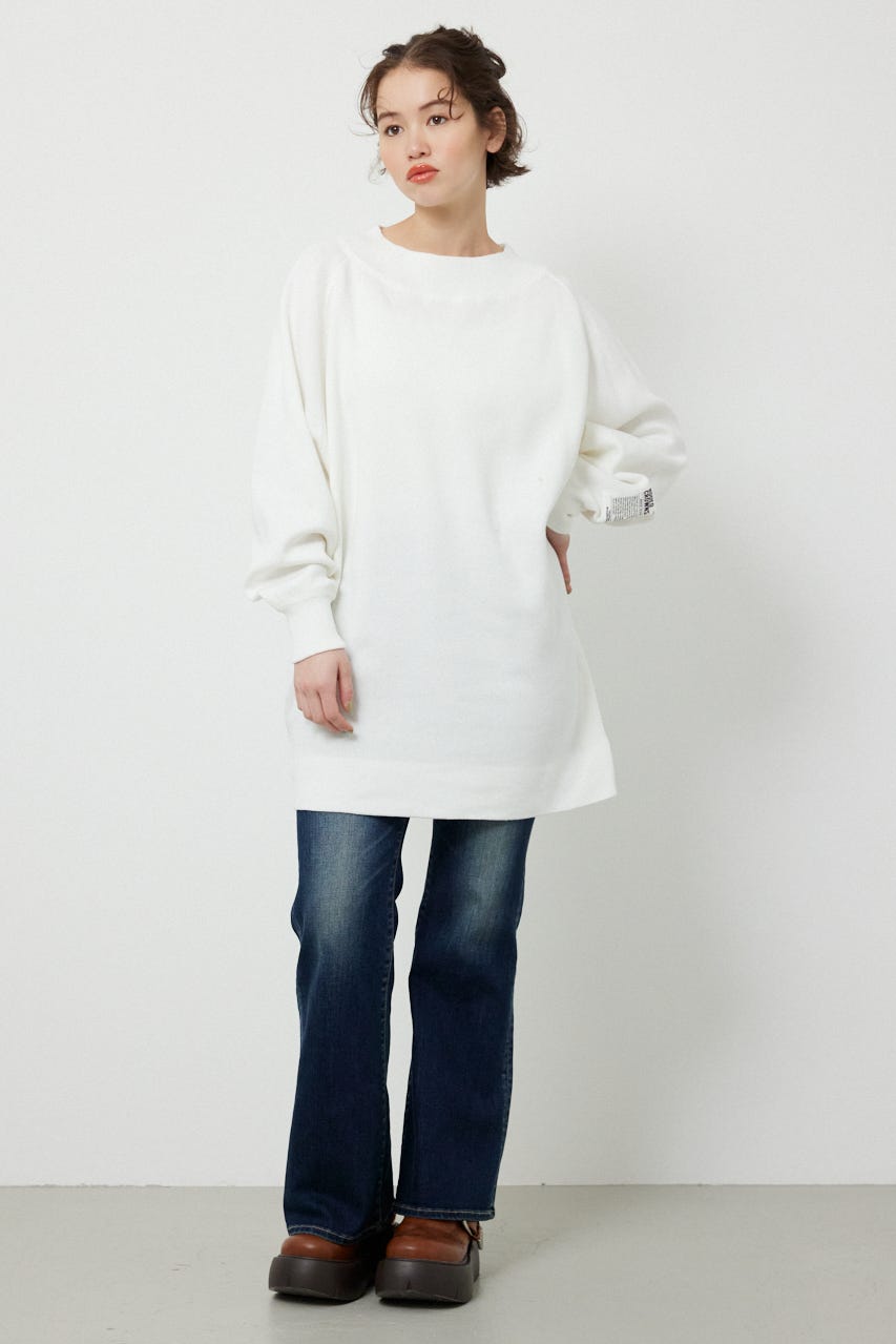 スウェットライクオフショルニットワンピース O/WHT FREE