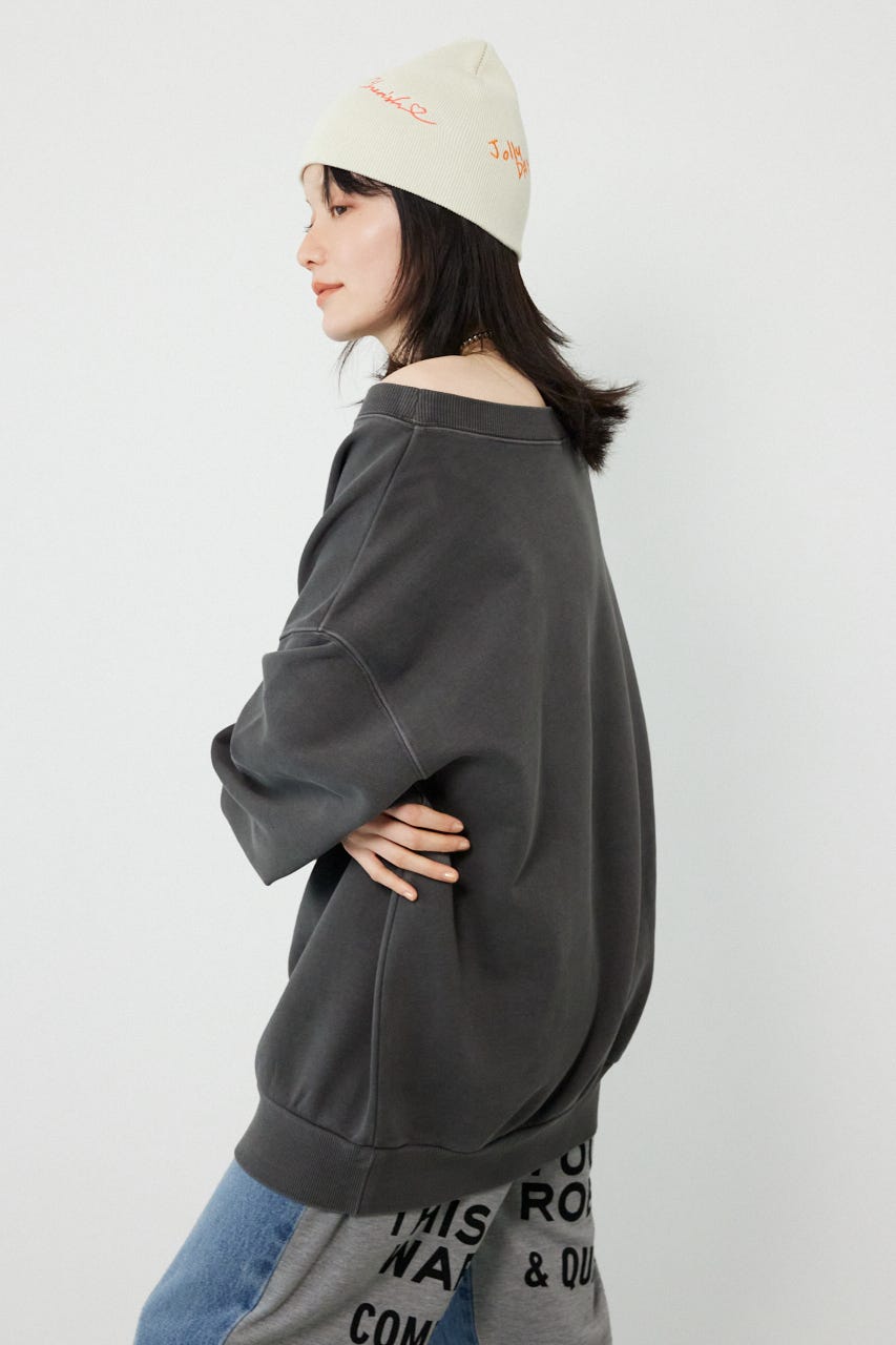 オフショルダースウェットトップス BLK FREE