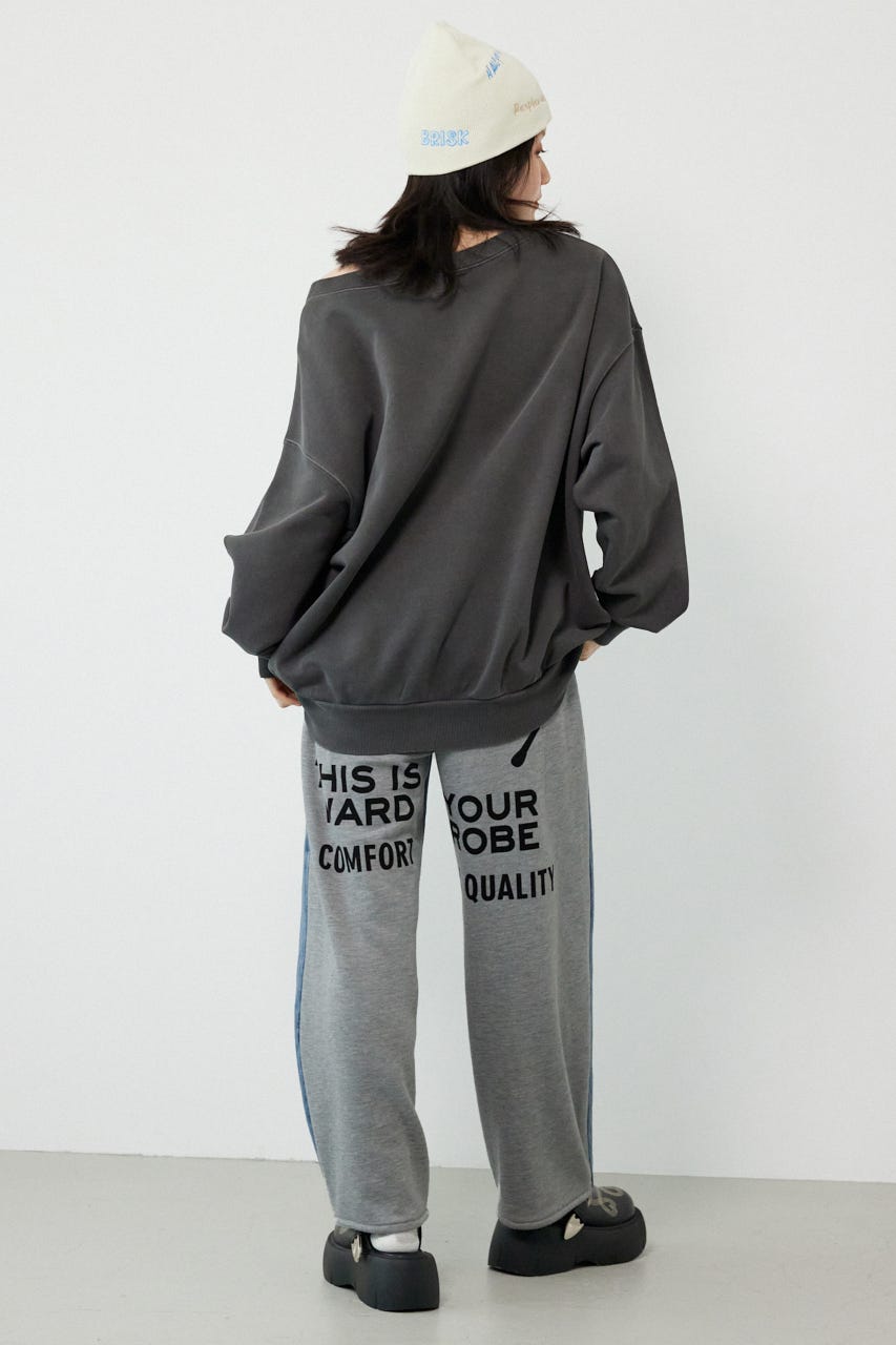 オフショルダースウェットトップス BLK FREE