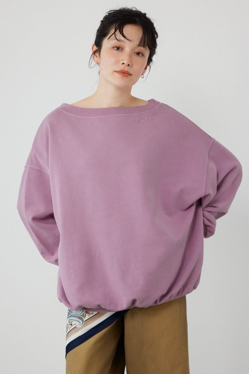 オフショルダースウェットトップス D/PNK FREE