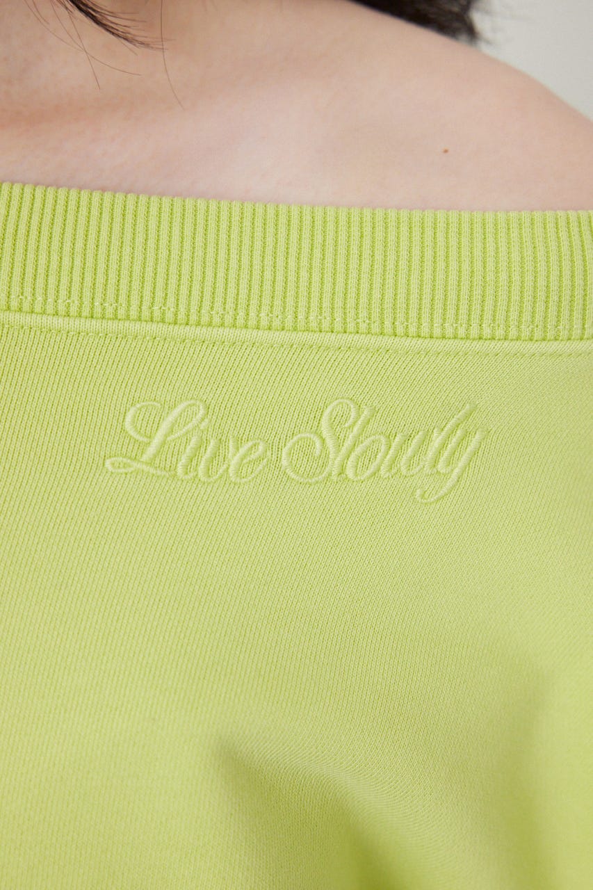 オフショルダースウェットトップス LIME FREE