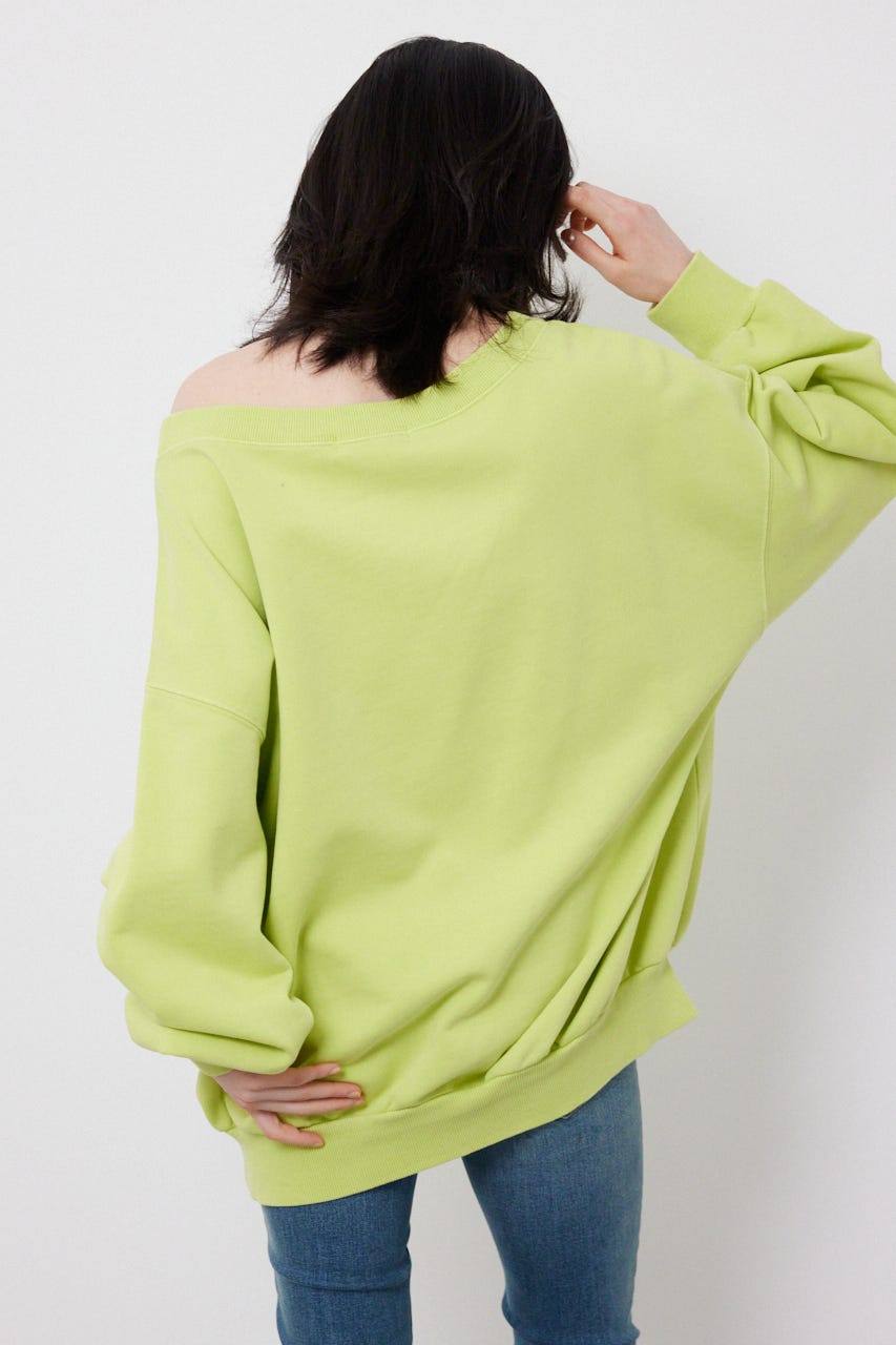 オフショルダースウェットトップス LIME FREE