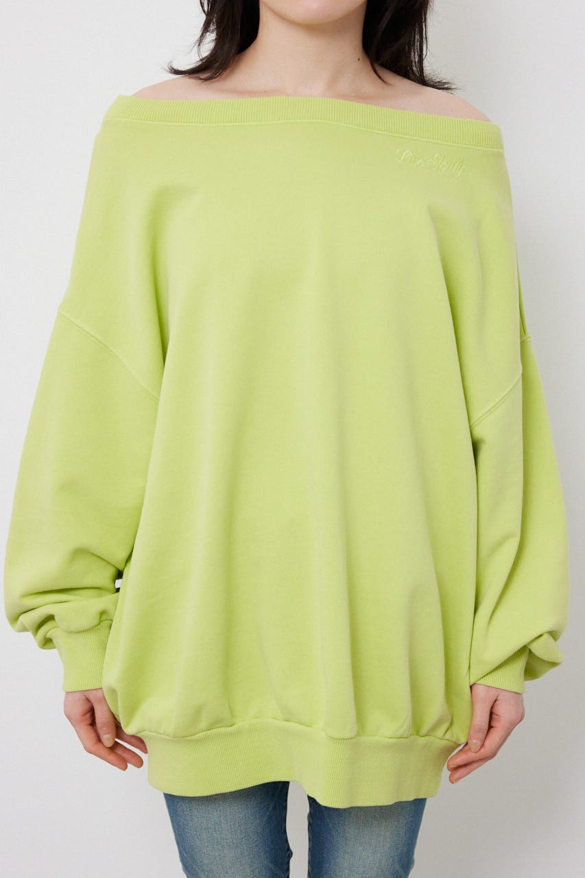 オフショルダースウェットトップス LIME FREE