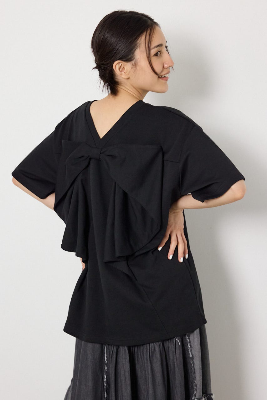ビッグリボン2WAY Tシャツ BLK S