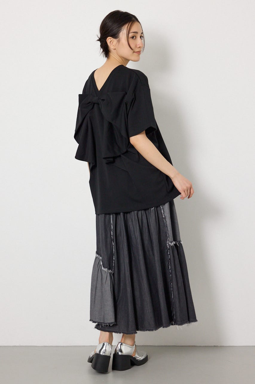 ビッグリボン2WAY Tシャツ BLK S