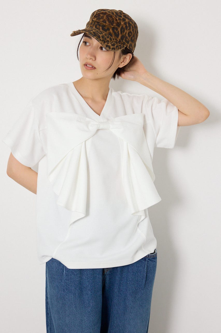 ビッグリボン2WAY Tシャツ O/WHT S