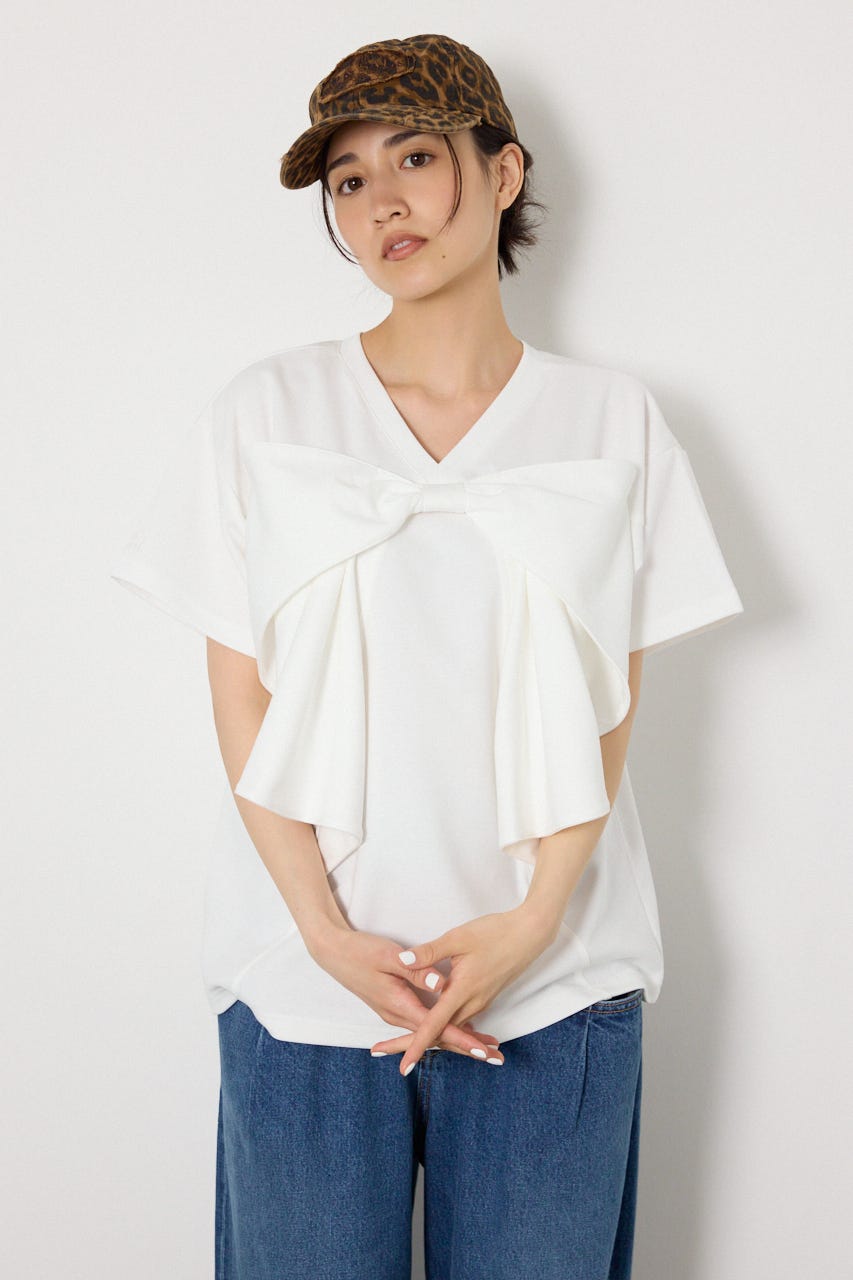 ビッグリボン2WAY Tシャツ O/WHT S