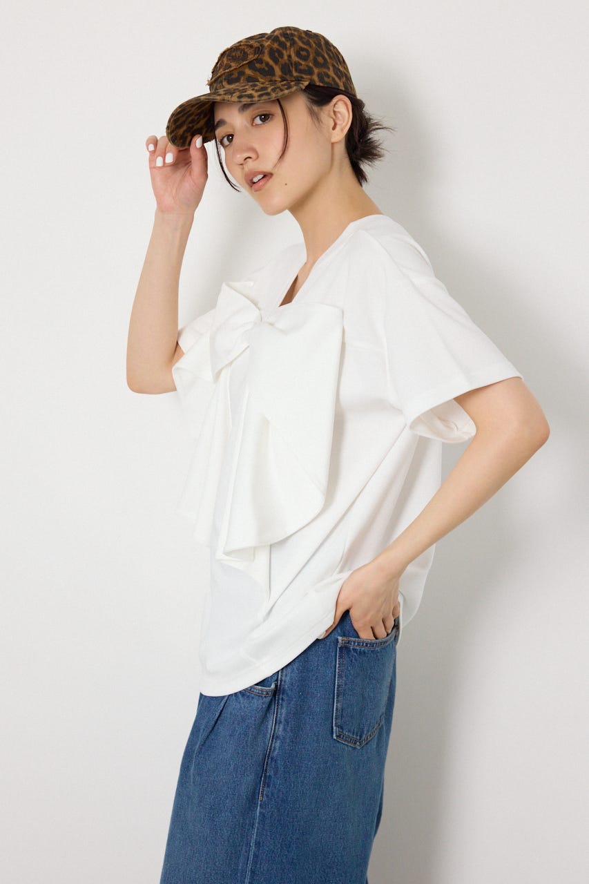 ビッグリボン2WAY Tシャツ O/WHT S