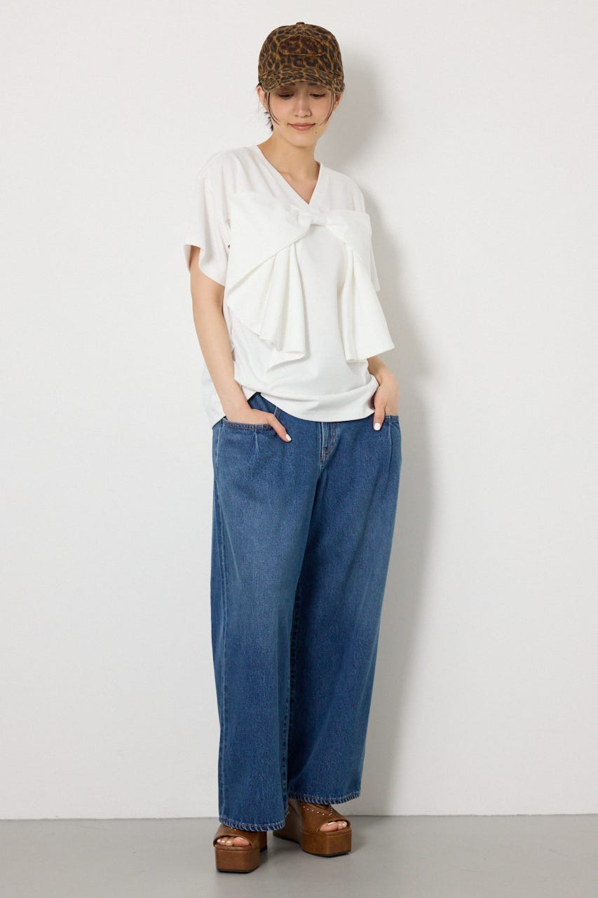 ビッグリボン2WAY Tシャツ O/WHT S