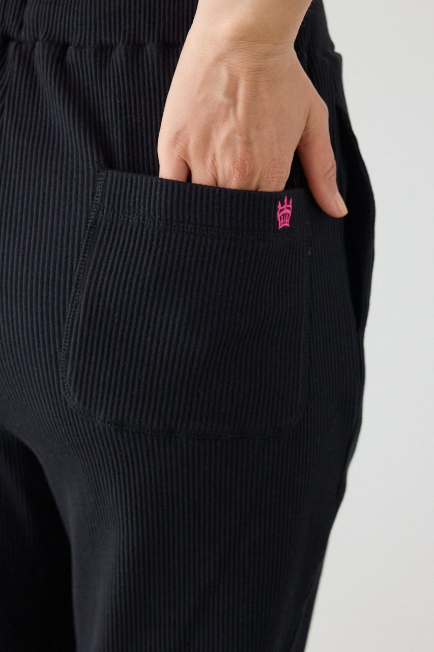 リブフレアパンツ BLK M