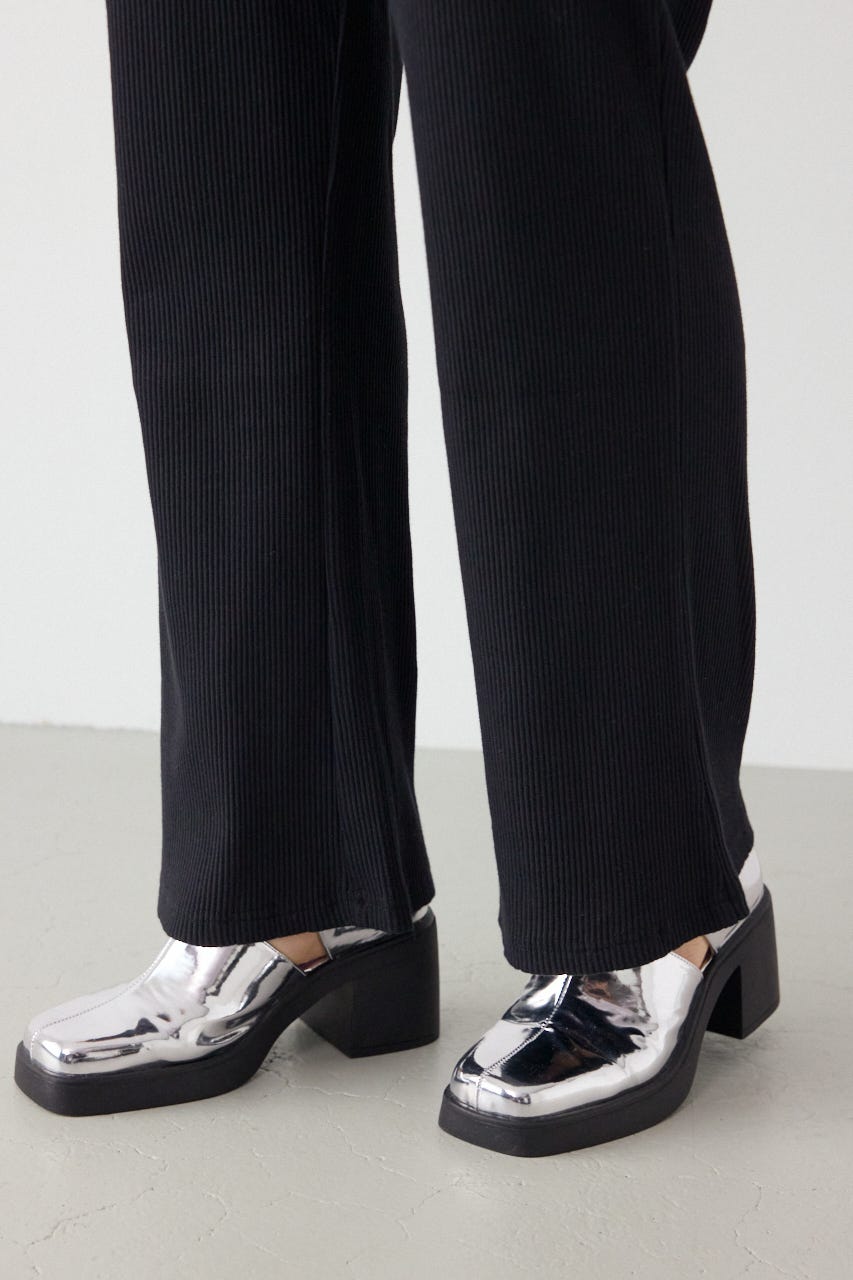 リブフレアパンツ BLK M