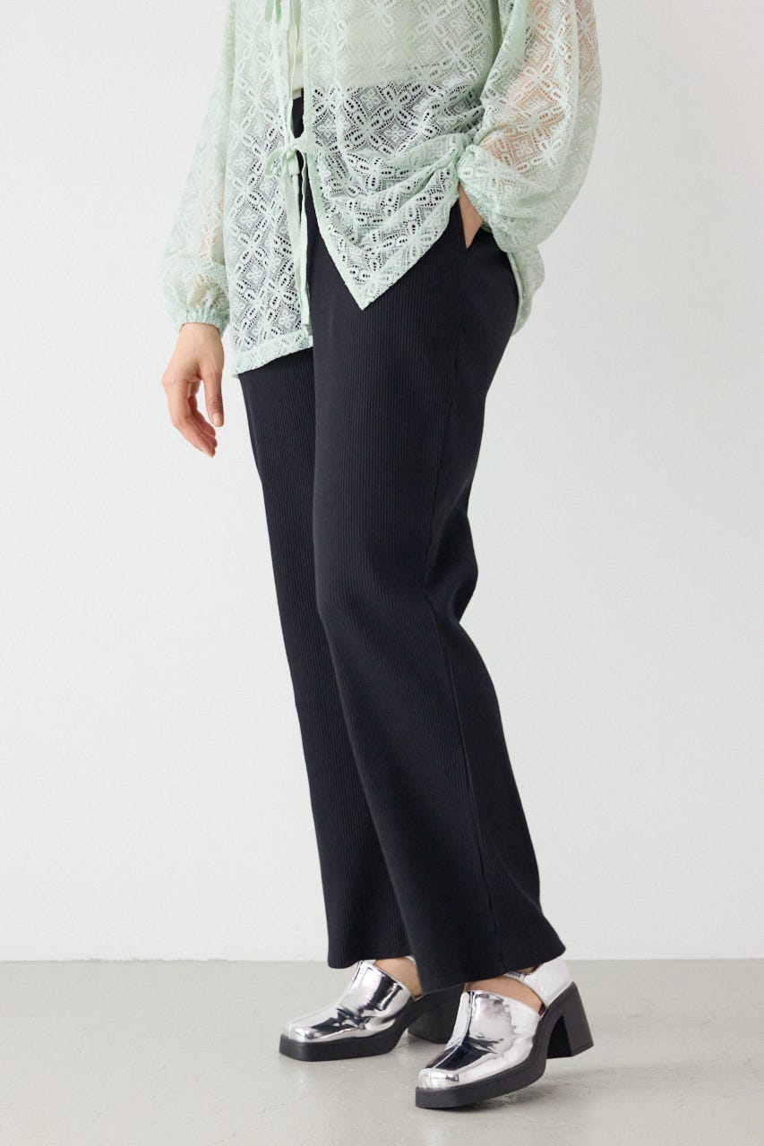 リブフレアパンツ BLK M