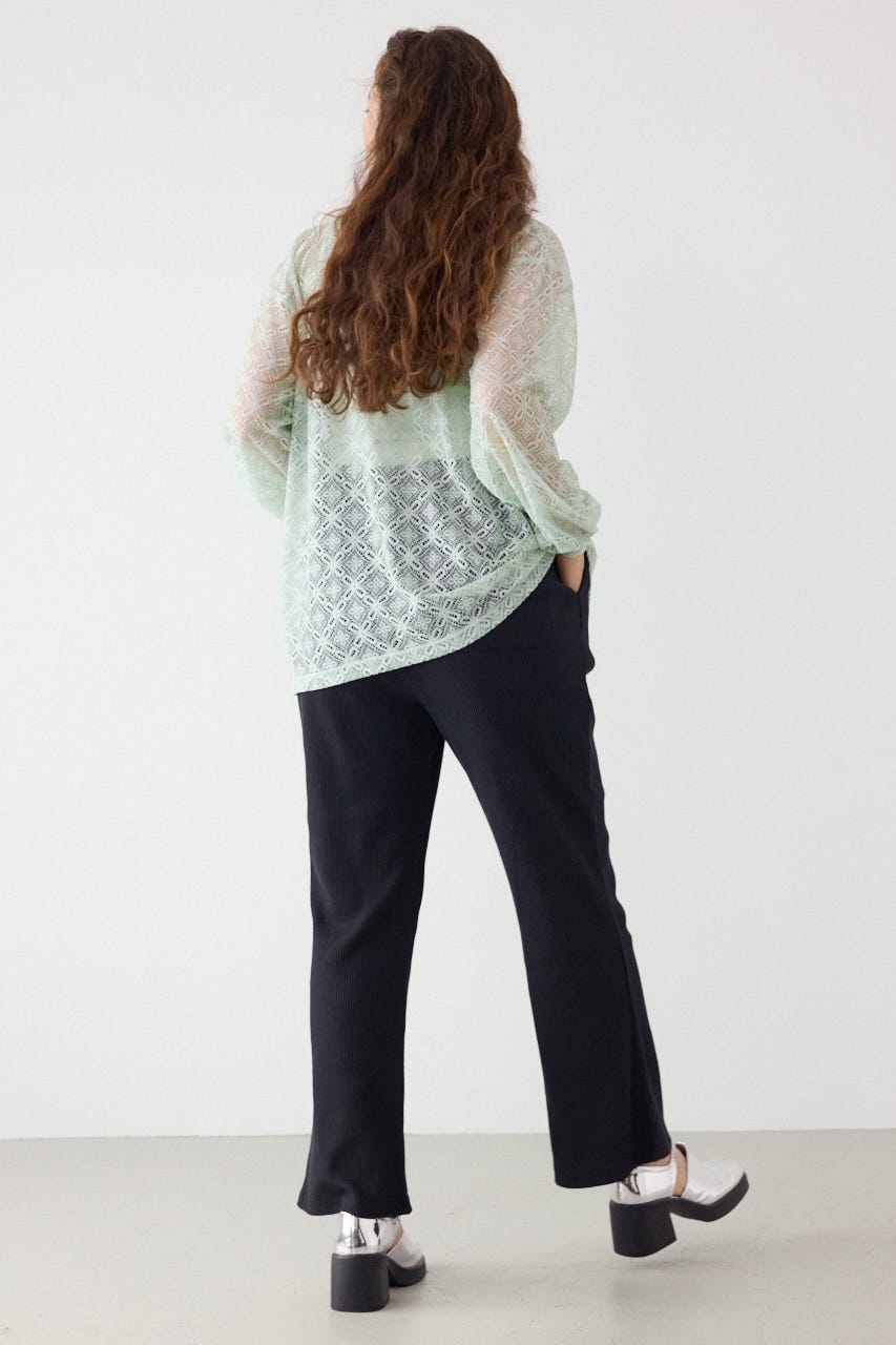 リブフレアパンツ BLK M