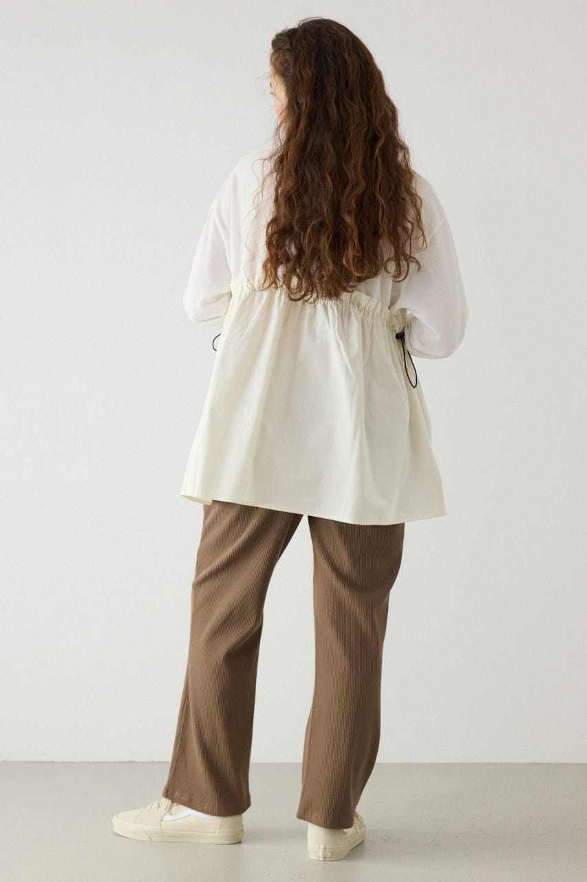 リブフレアパンツ L/BRN S