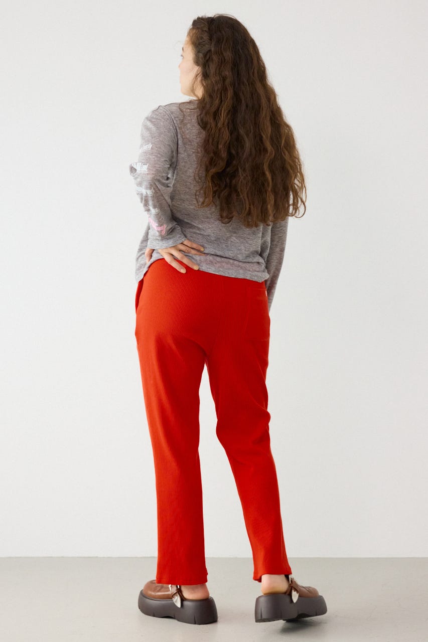 リブフレアパンツ RED M