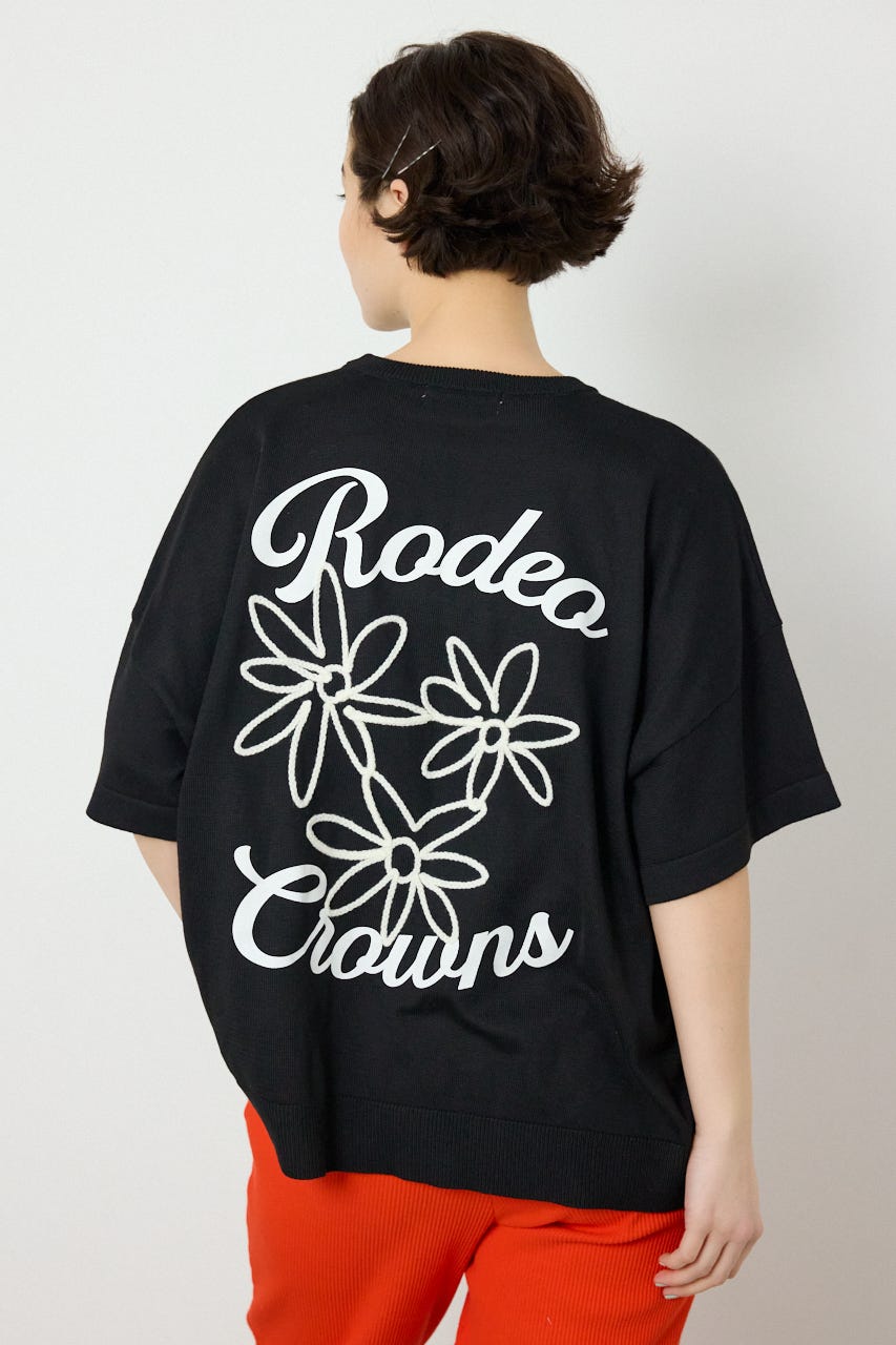 【SS先行アイテム】フラワーロゴニットトップス BLK FREE