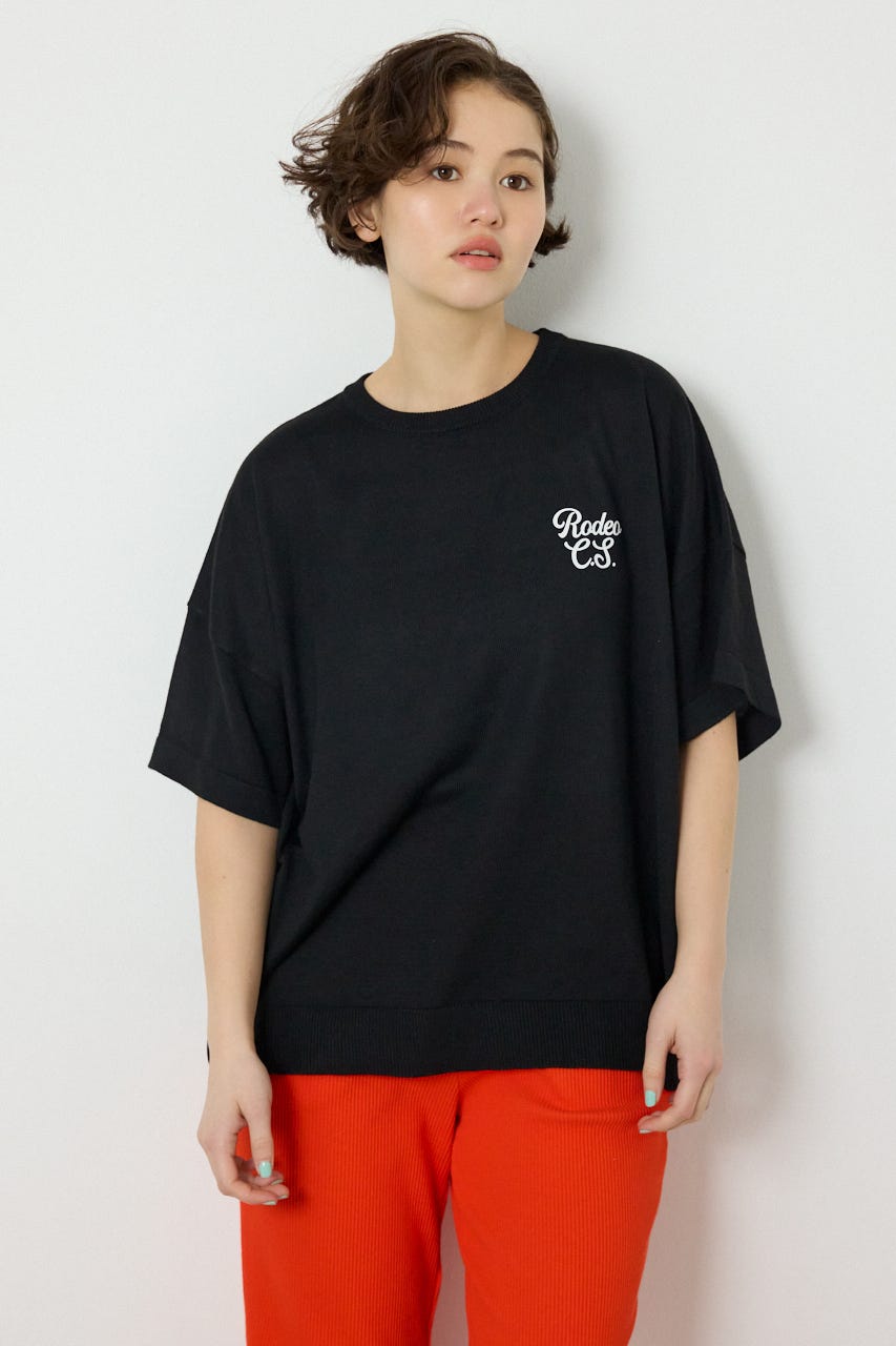 【SS先行アイテム】フラワーロゴニットトップス BLK FREE