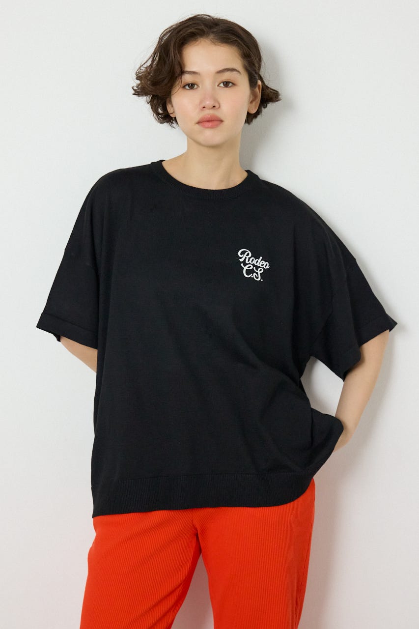 【SS先行アイテム】フラワーロゴニットトップス BLK FREE