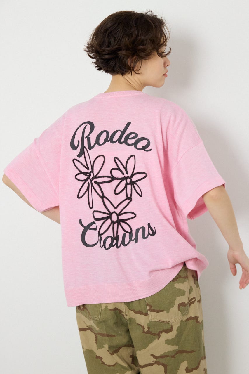 【SS先行アイテム】フラワーロゴニットトップス L/PNK FREE