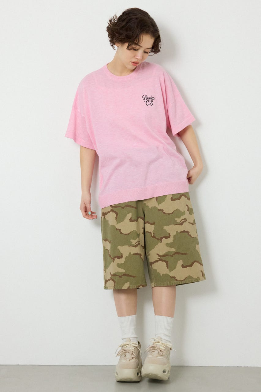 【SS先行アイテム】フラワーロゴニットトップス L/PNK FREE