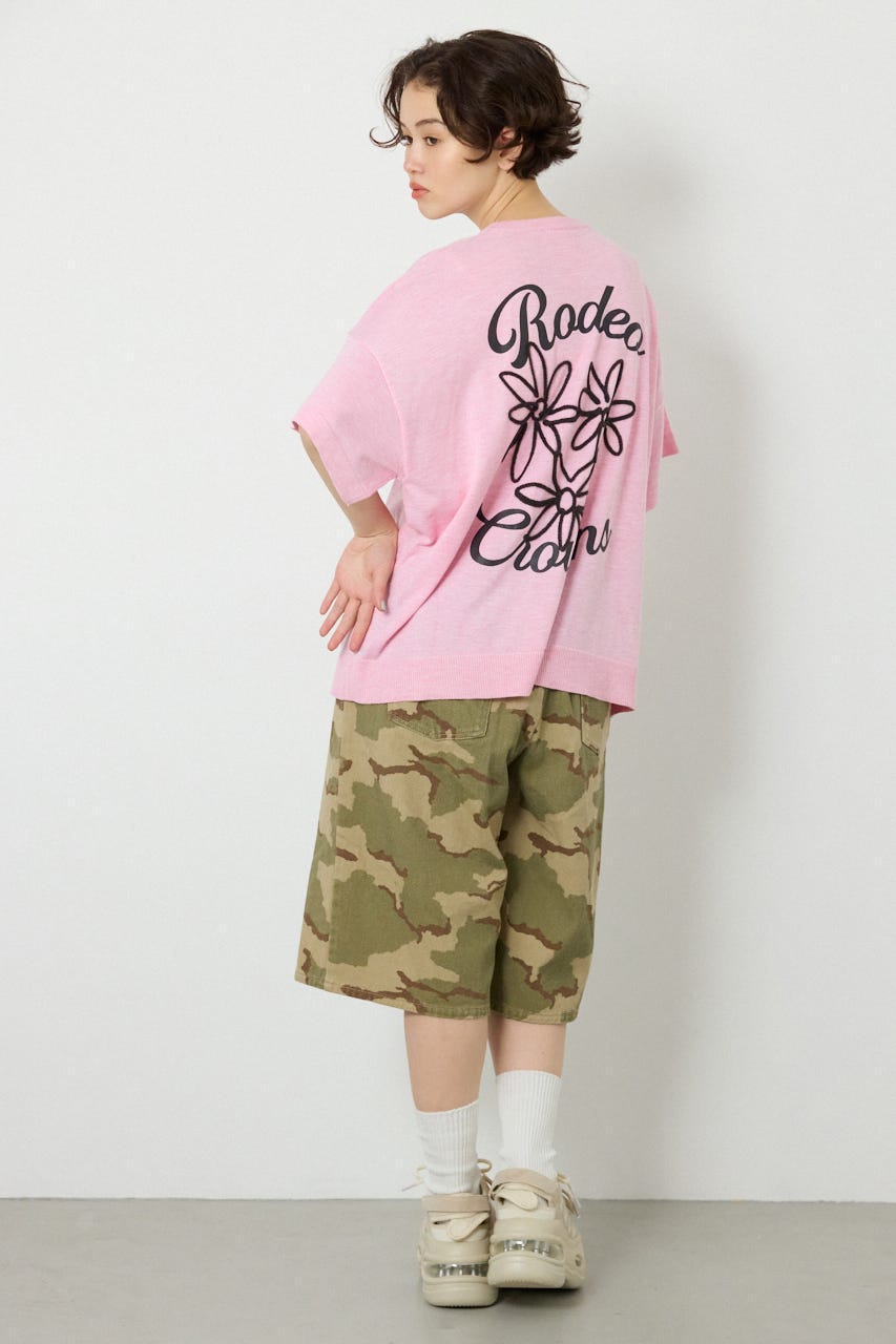 【SS先行アイテム】フラワーロゴニットトップス L/PNK FREE