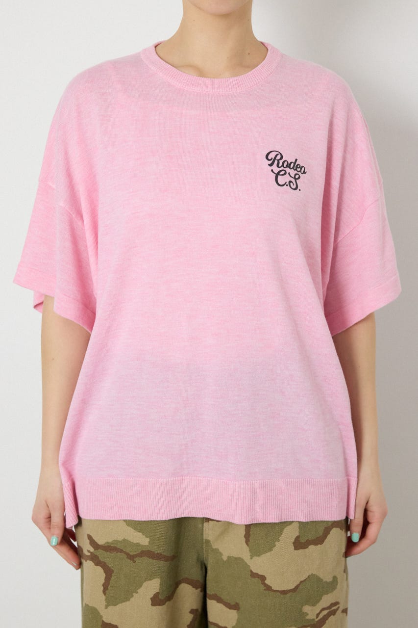 【SS先行アイテム】フラワーロゴニットトップス L/PNK FREE