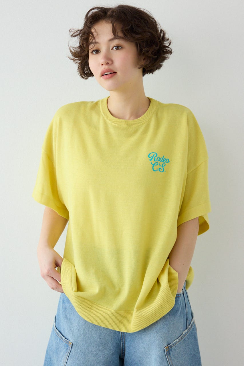 【SS先行アイテム】フラワーロゴニットトップス L/YEL FREE