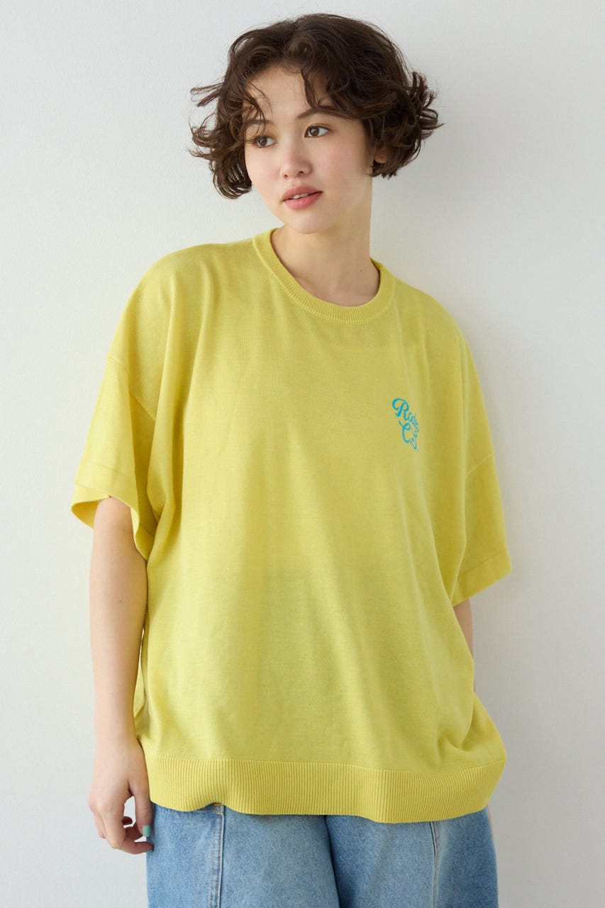 【SS先行アイテム】フラワーロゴニットトップス L/YEL FREE