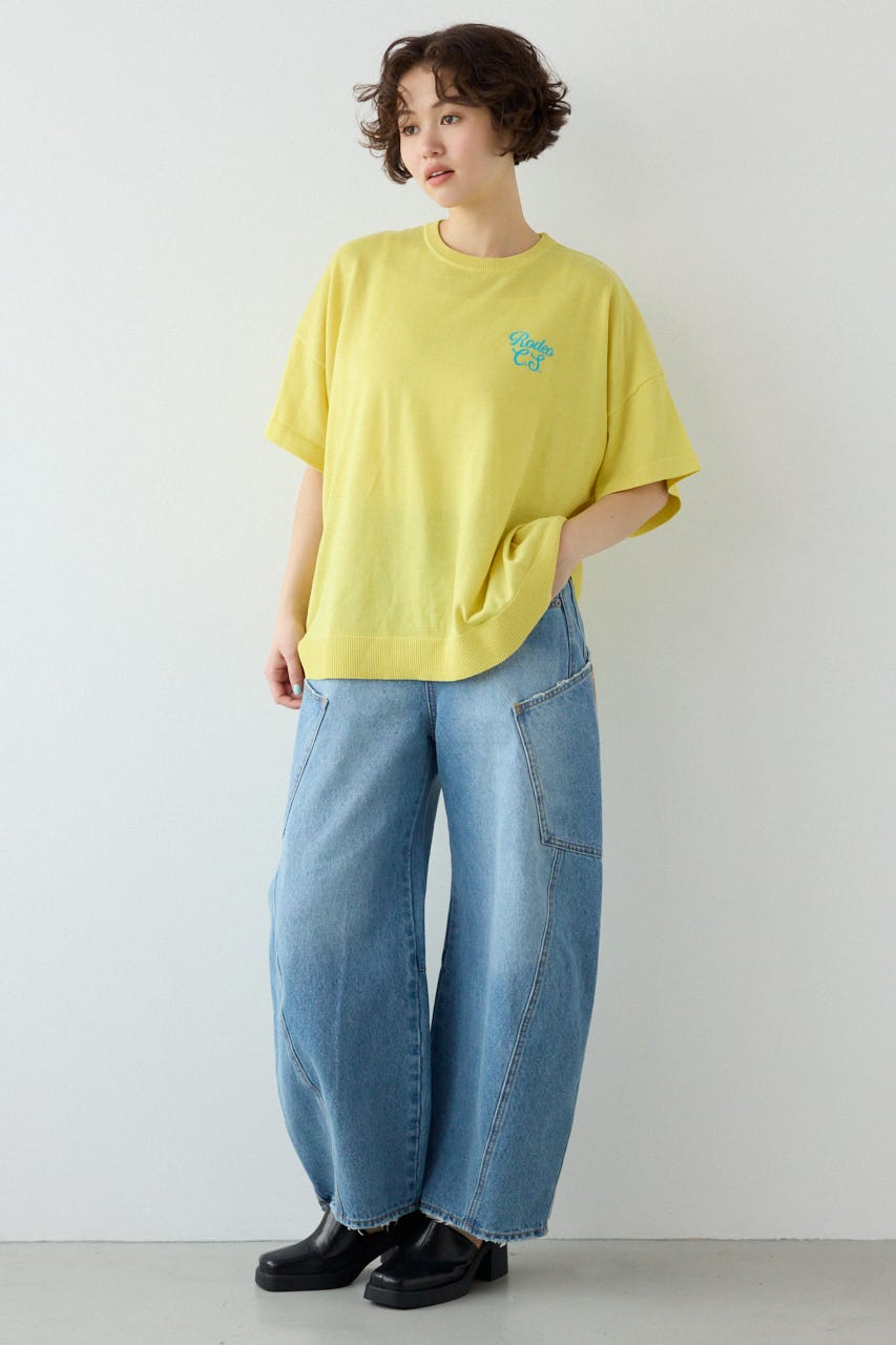 【SS先行アイテム】フラワーロゴニットトップス L/YEL FREE