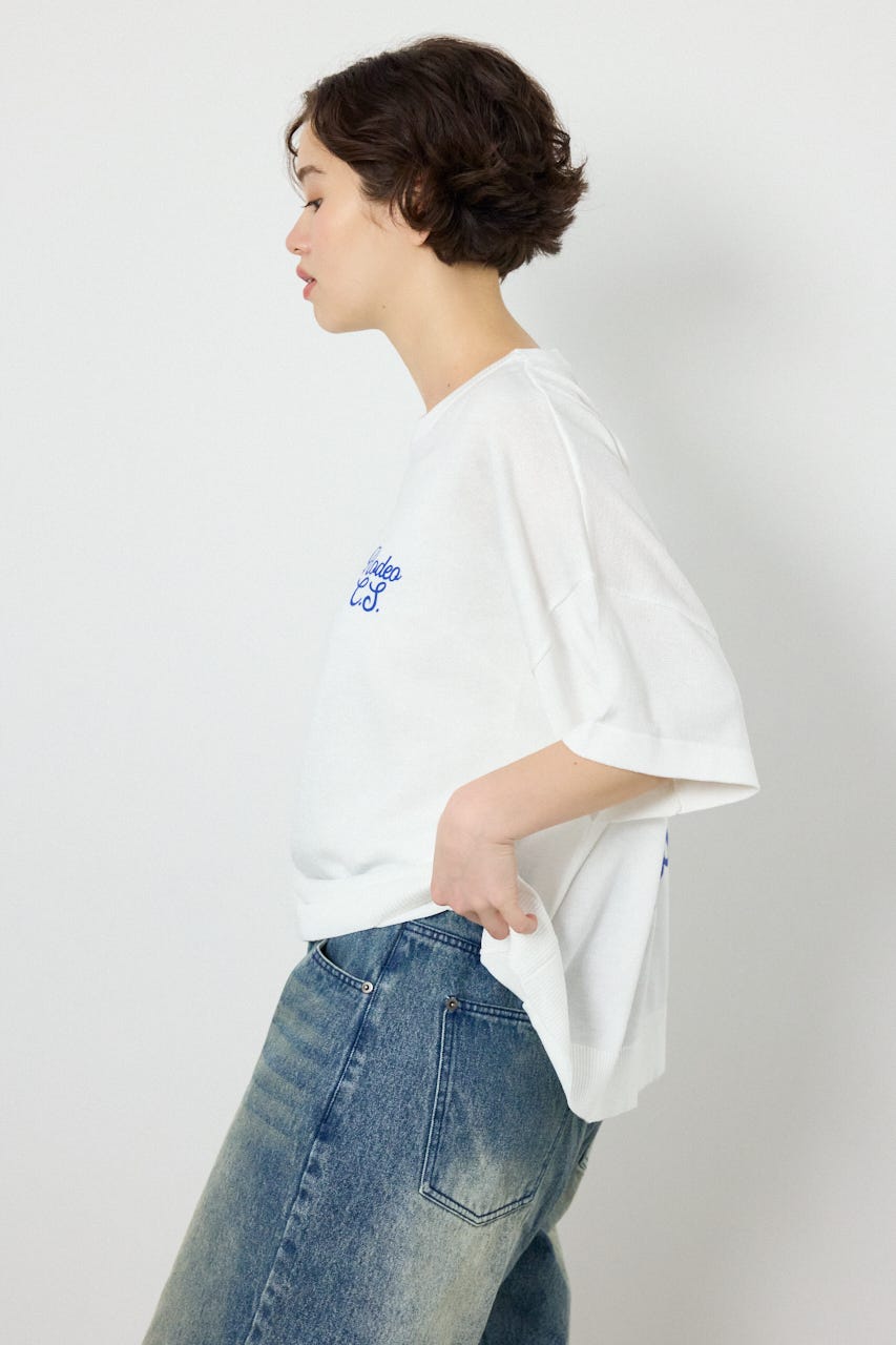 【SS先行アイテム】フラワーロゴニットトップス O/WHT FREE