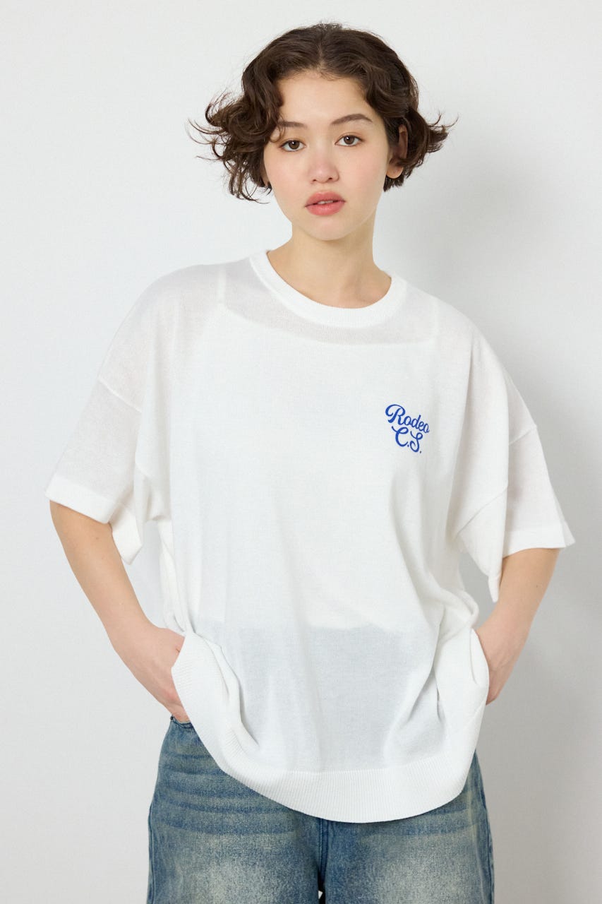 【SS先行アイテム】フラワーロゴニットトップス O/WHT FREE