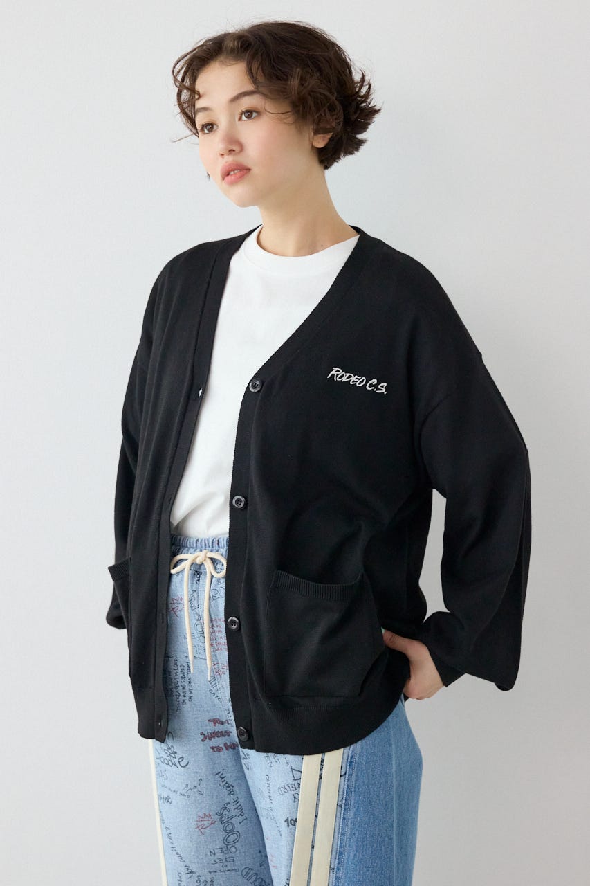【SS先行アイテム】ネオンカラーロゴニットカーディガン BLK FREE