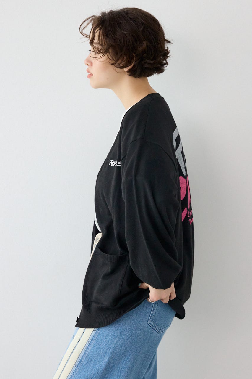 【SS先行アイテム】ネオンカラーロゴニットカーディガン BLK FREE