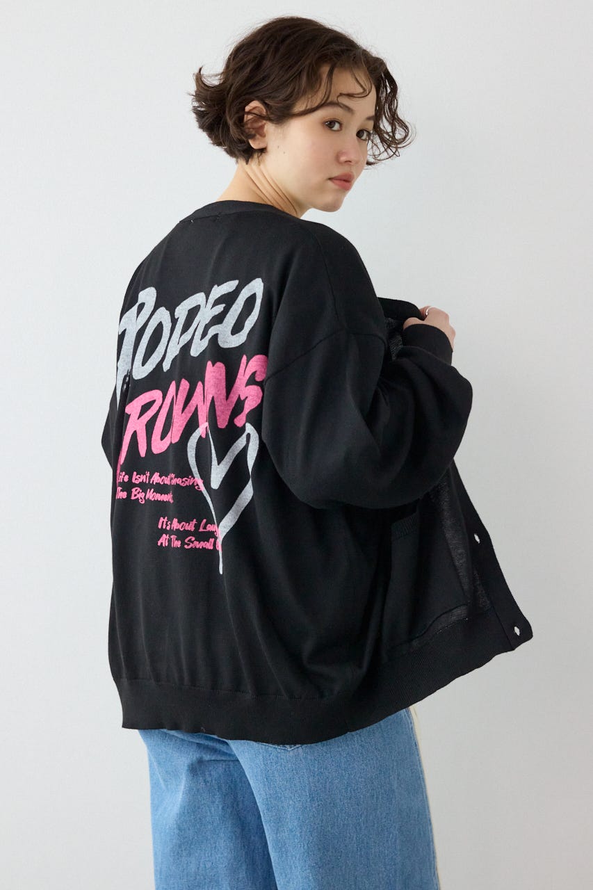 【SS先行アイテム】ネオンカラーロゴニットカーディガン BLK FREE