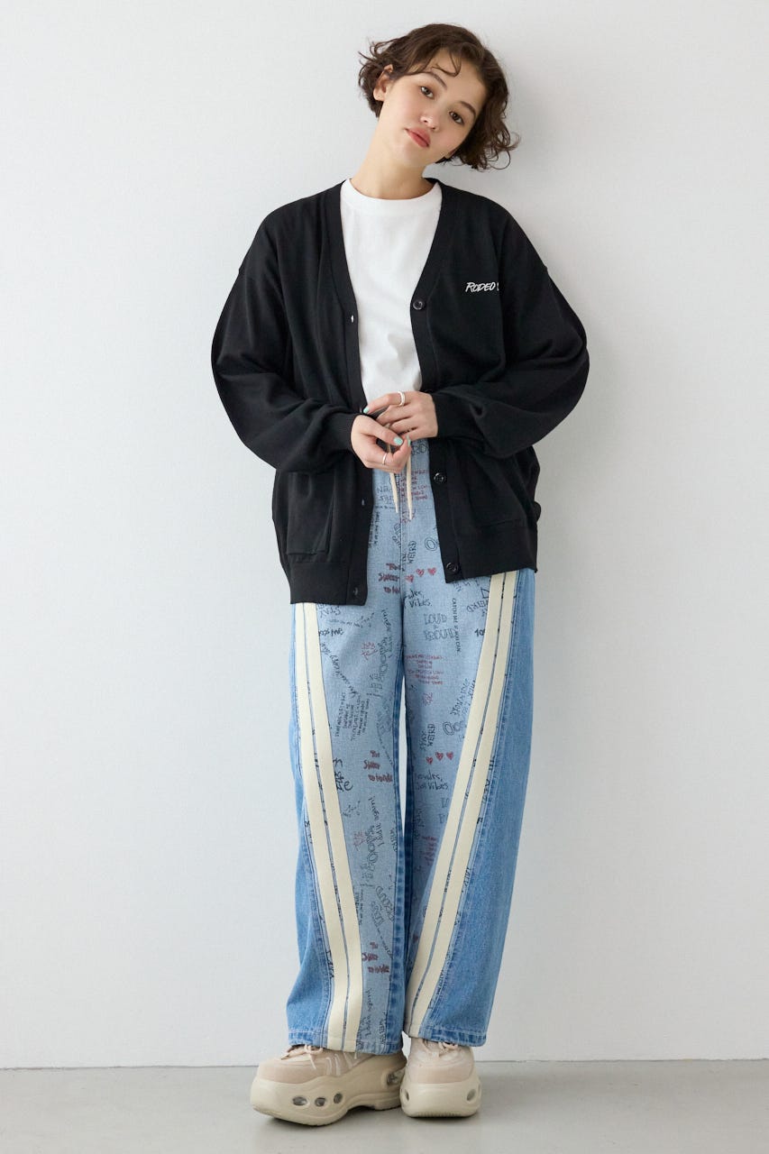 【SS先行アイテム】ネオンカラーロゴニットカーディガン BLK FREE